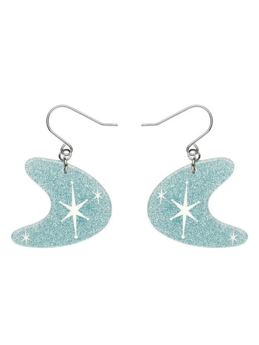 Erstwilder Atomic Boomerang Glitter Drop Earrings - Blue | Earrings