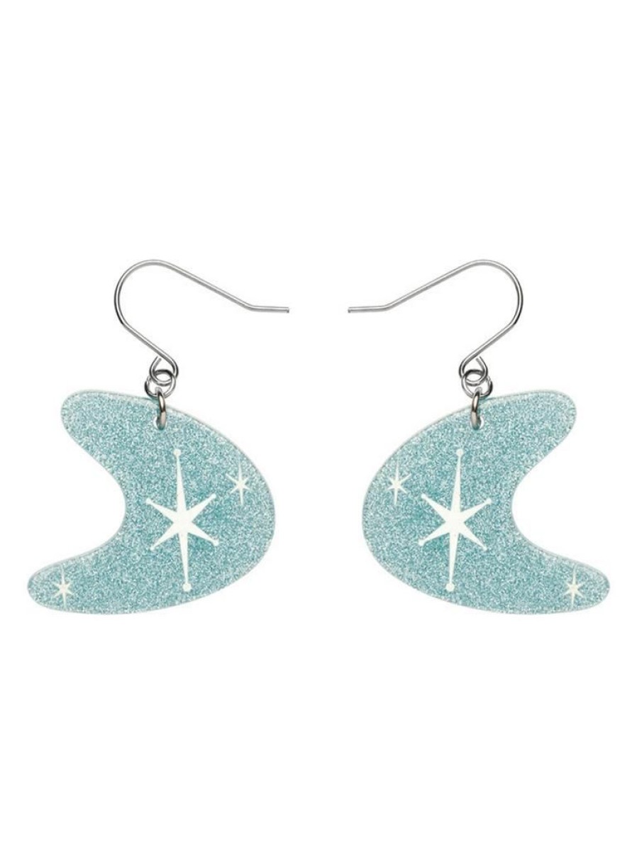 Erstwilder Atomic Boomerang Glitter Drop Earrings - Blue | Jewellery