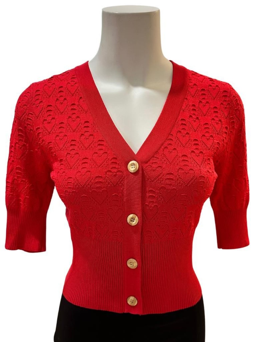 Banned Retro Love Heart Cardigan - Red | Cardigans