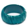 Splendette Wide Jade Green Heavy Carve Bangle | Bangles