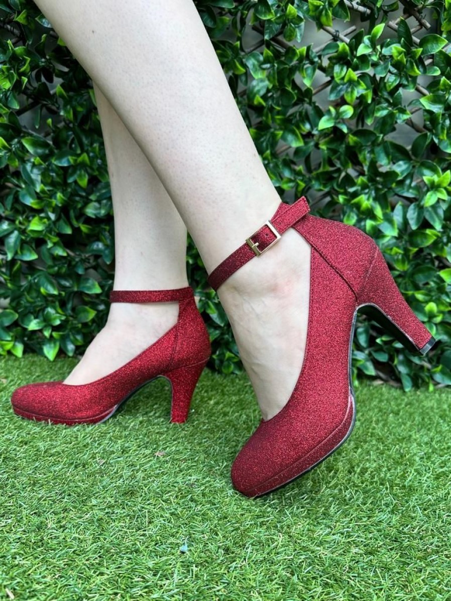 That Shop Neo Platform Heels - Ruby Glitter | Shoes