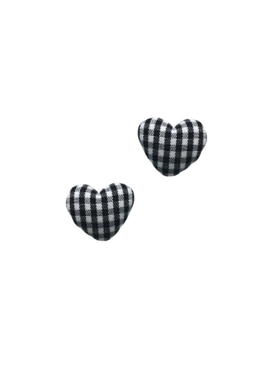 Emmi Helen Co. Gingham Heart Studs - Black | Jewellery