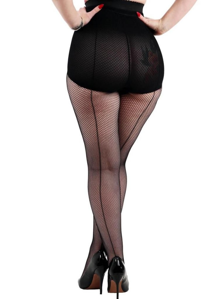 Pamela Mann Fishnet Seamed Tights - Blk/Blk | Hosiery