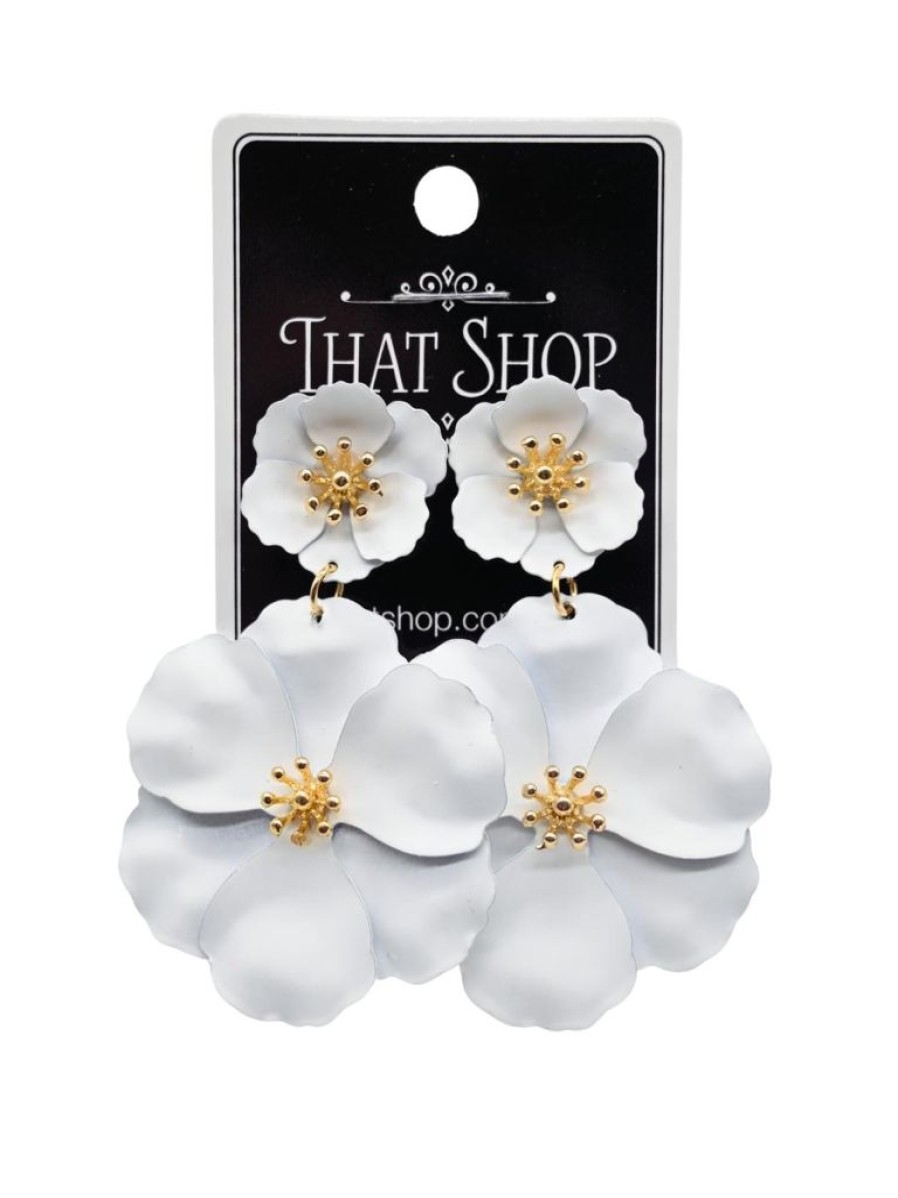 That Shop Florentina Drop Earrings - White | Earrings