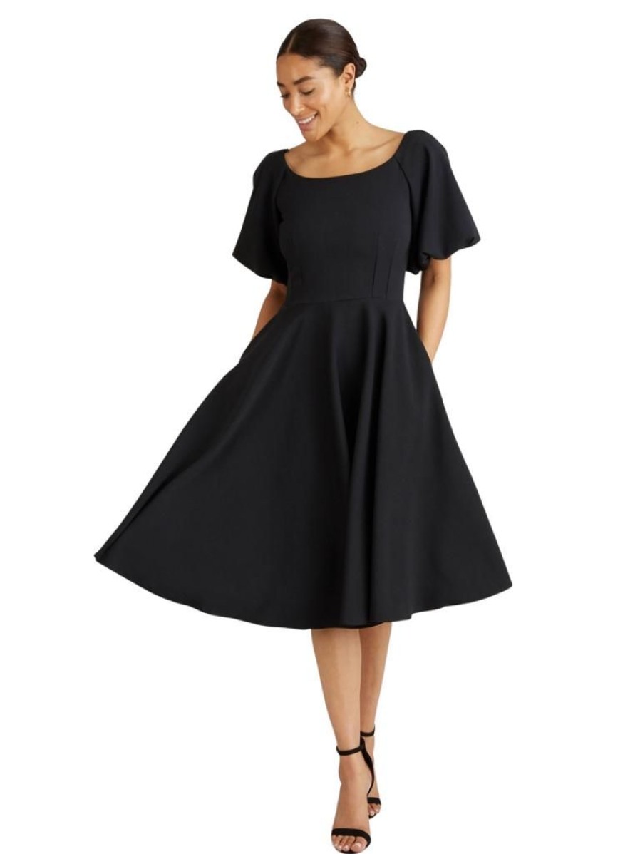 The Pretty Dress Company Sabrina Midi - Black | Dresses