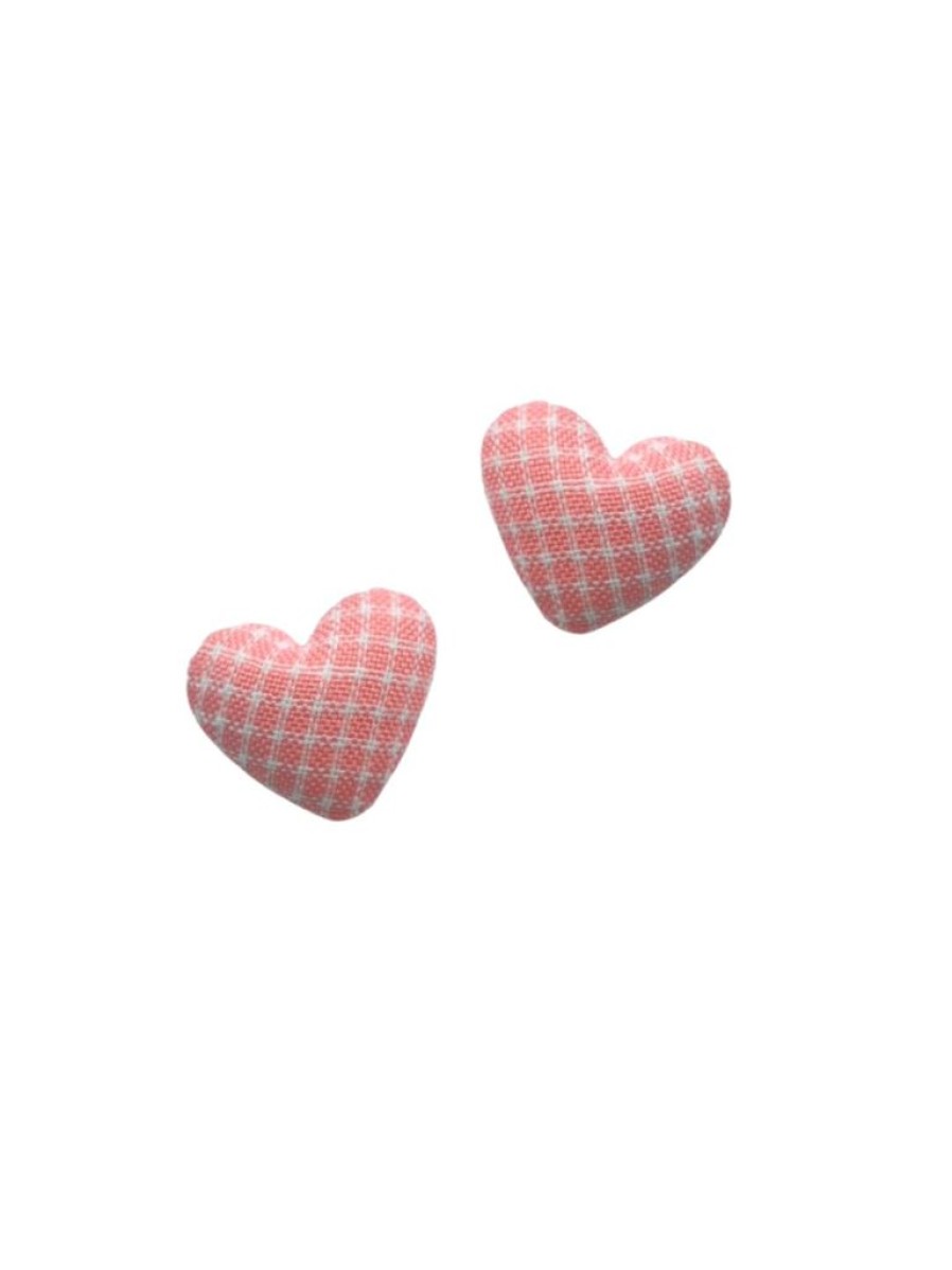 Emmi Helen Co. Gingham Heart Studs - Pink | Jewellery