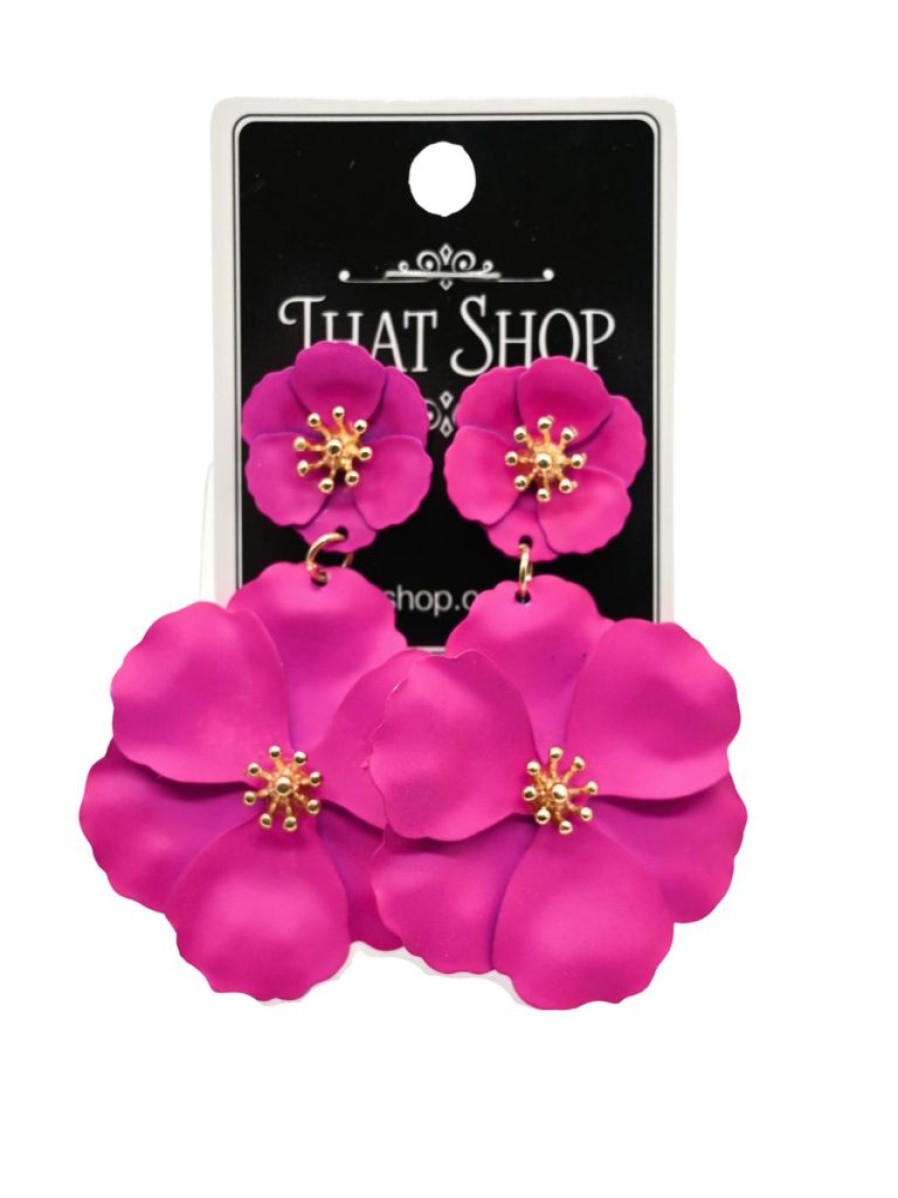 That Shop Florentina Drop Earrings - Hot Pink | Jewellery