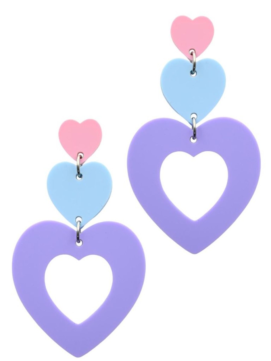 Emmi Helen Co. Triple Heart Drop Earrings - Pastels | Earrings