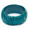 Splendette Wide Jade Green Heavy Carve Bangle | Jewellery