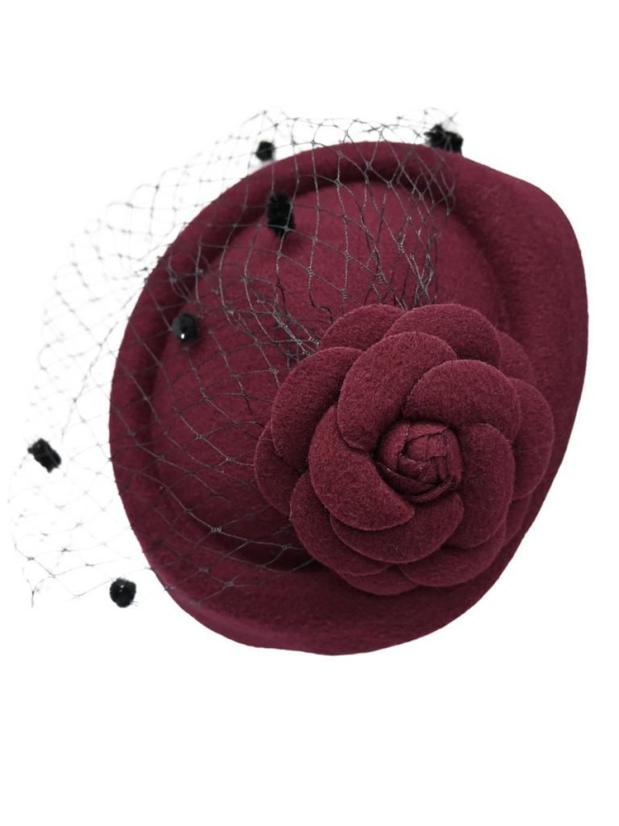 That Shop Rosalie Pillbox Hat - Maroon | Hair Accessories