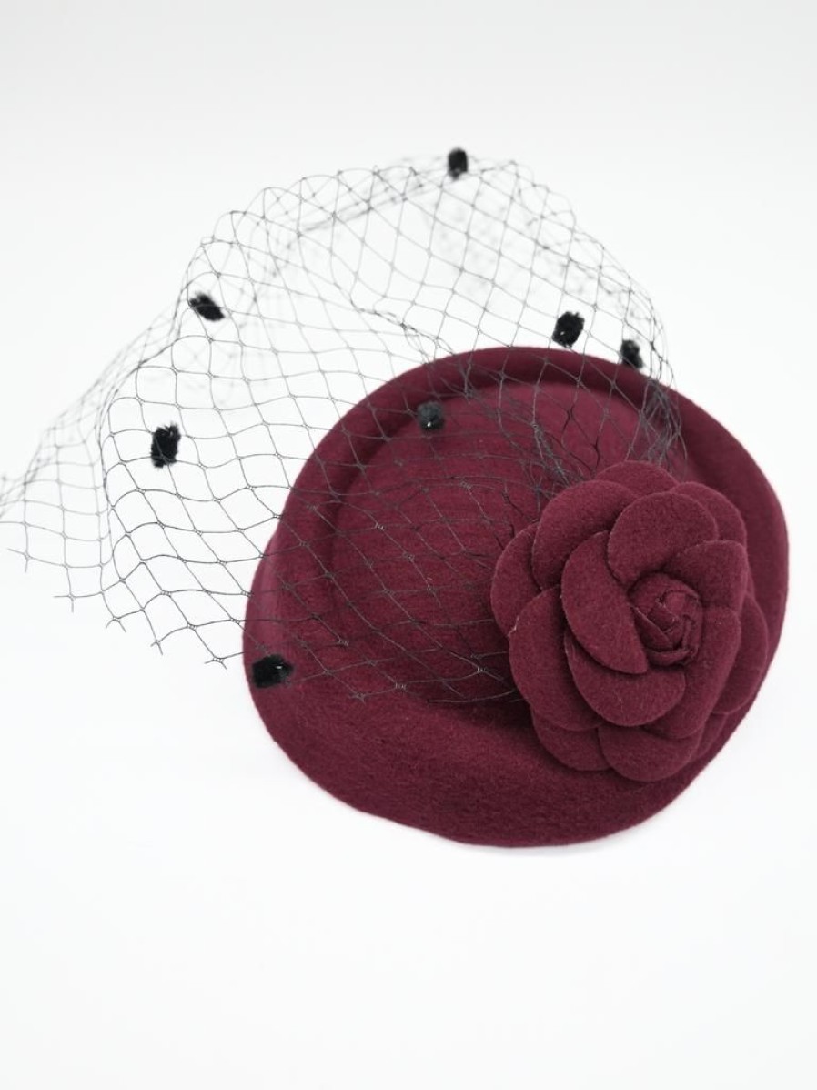 That Shop Rosalie Pillbox Hat - Maroon | Hair Accessories