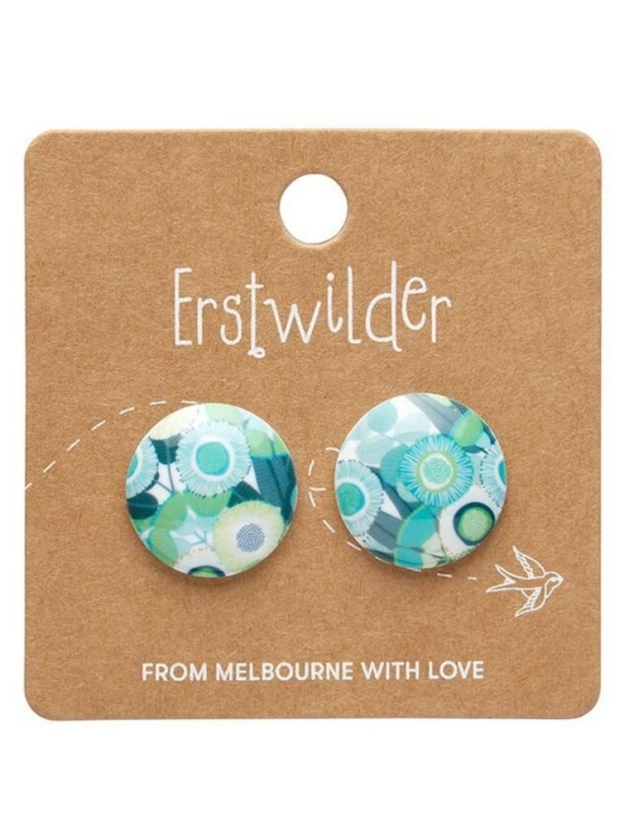 Erstwilder Green Gum Rounded Stud Earrings | Jewellery