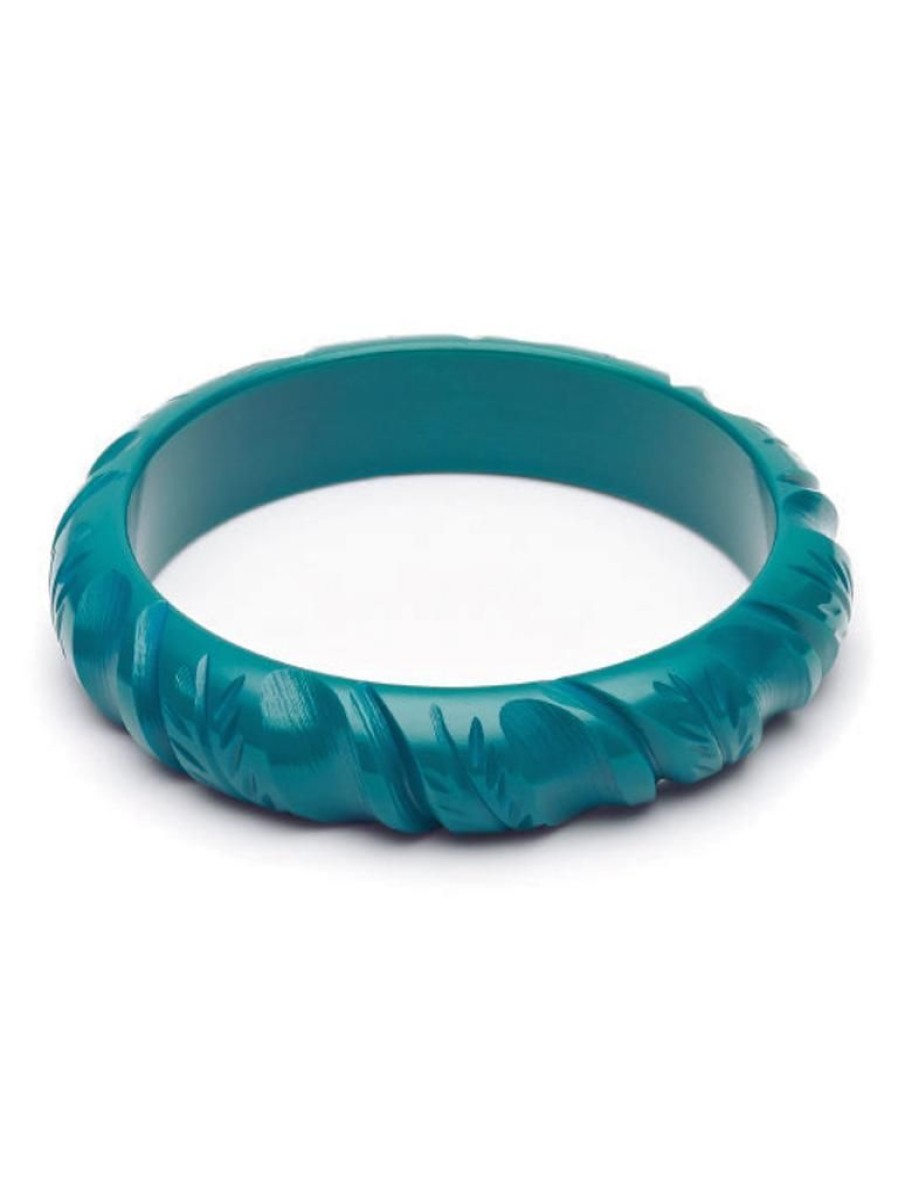 Splendette Midi Jade Green Heavy Carve Bangle | Jewellery