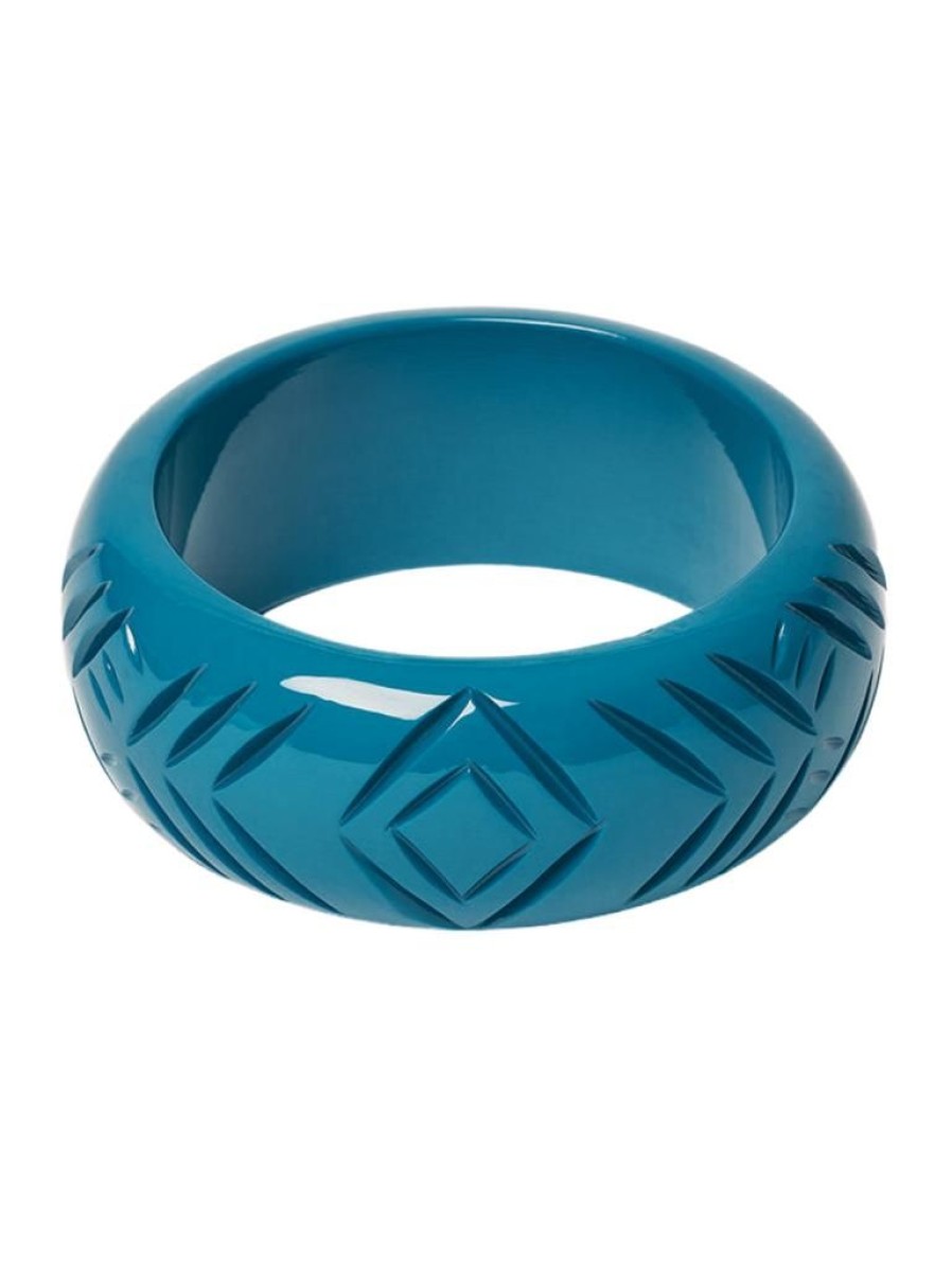 Splendette Wide Peacock Heavy Carve Bangle | Jewellery