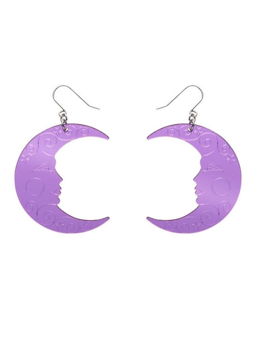 Erstwilder Moon Mirror Drop Earrings - Purple | Earrings