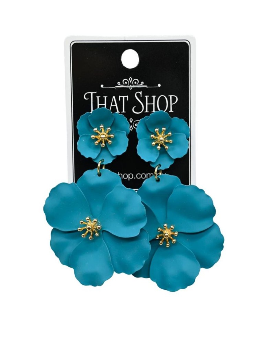 That Shop Florentina Drop Earrings - Teal | Earrings