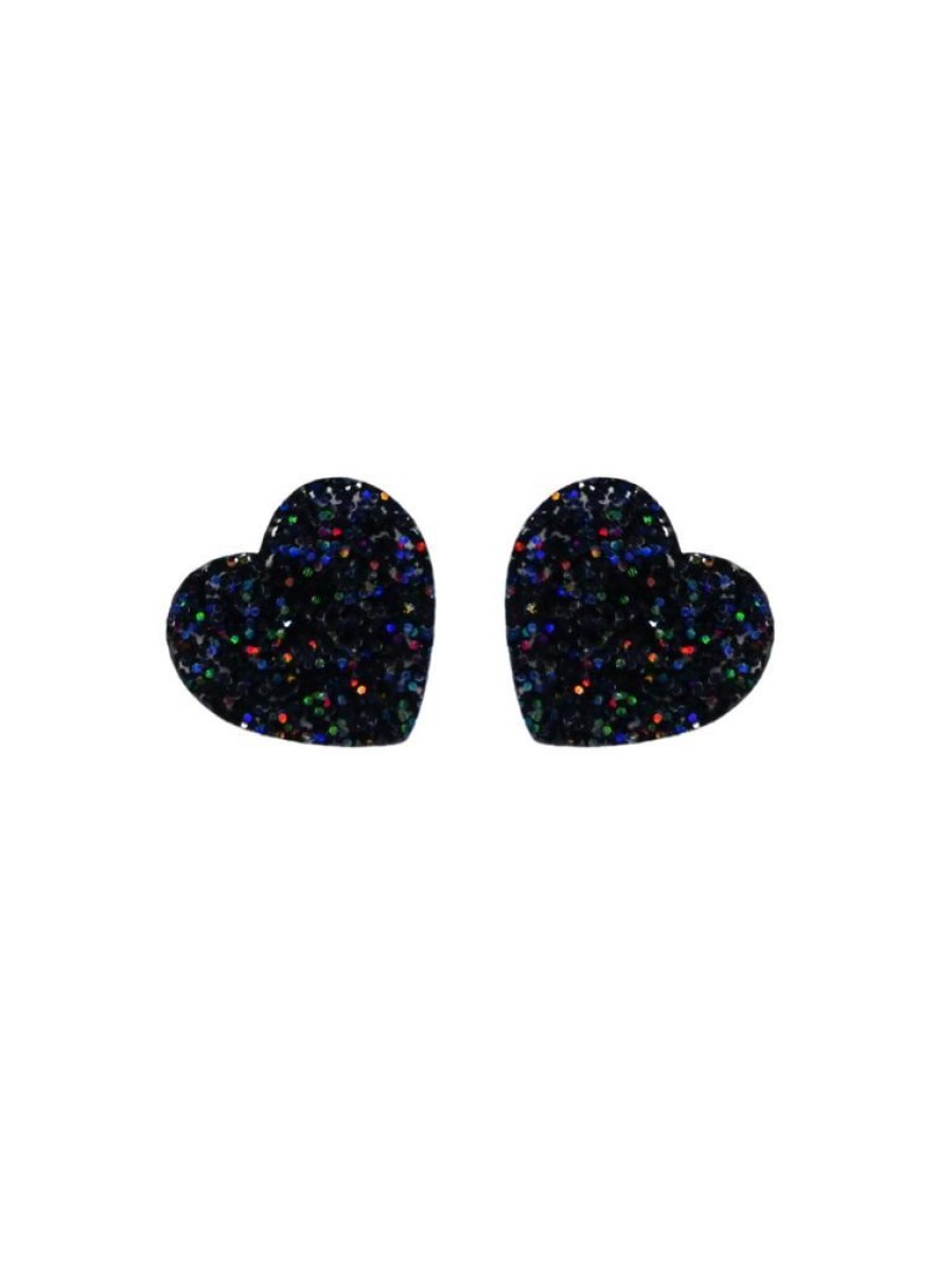 Emmi Helen Co. Sweetheart Studs - Black Glitter | Earrings