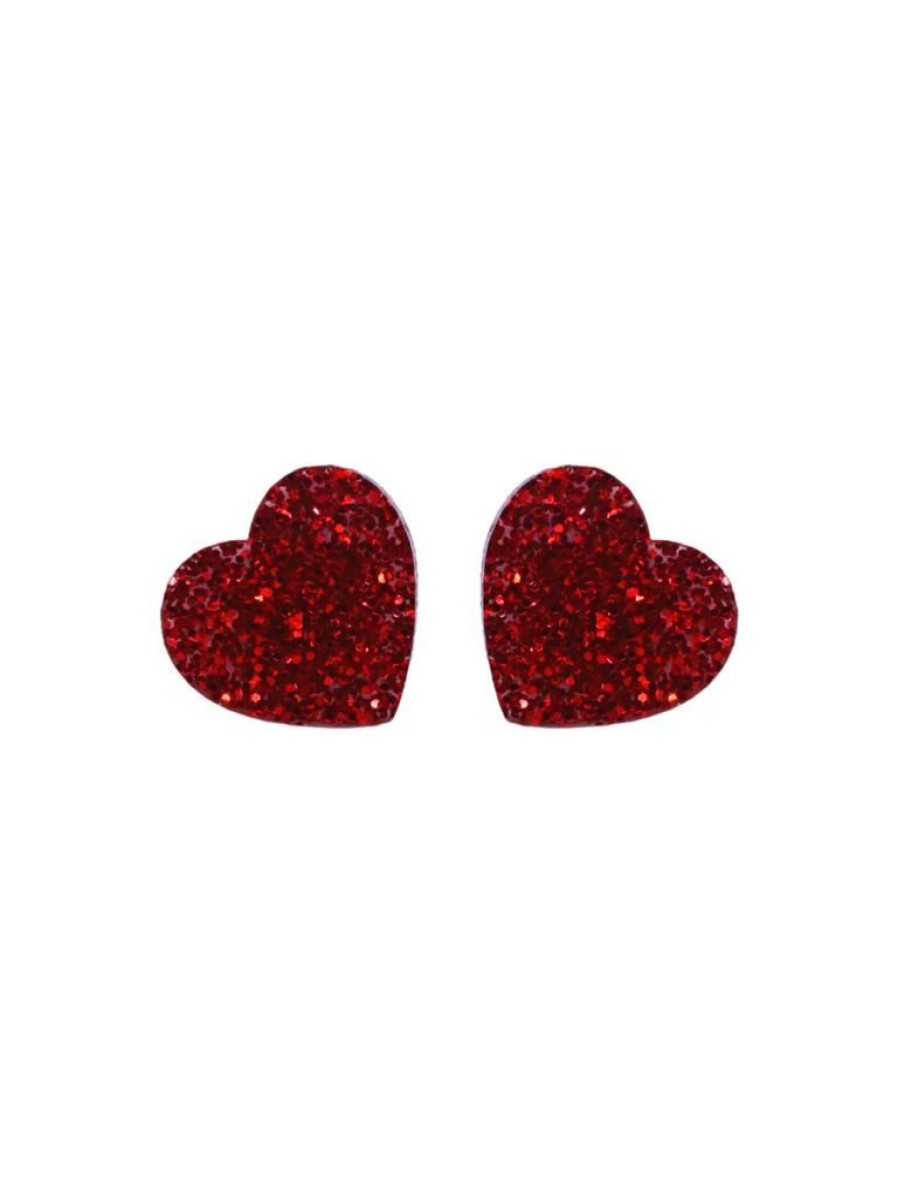 Emmi Helen Co. Sweetheart Studs - Red Glitter | Earrings