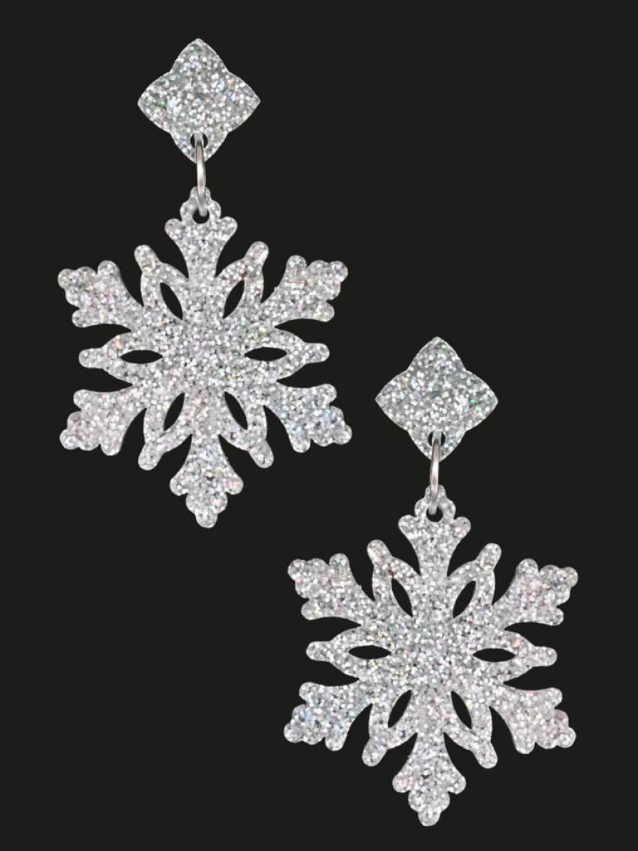 Emmi Helen Co. Snowflake Drop Earrings - Silver Confetti | Jewellery