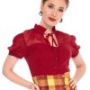 Voodoo Vixen Imogen Blouse - Red | Tops & Blouses