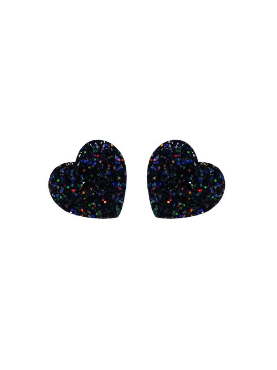 Emmi Helen Co. Sweetheart Studs - Black Glitter | Jewellery