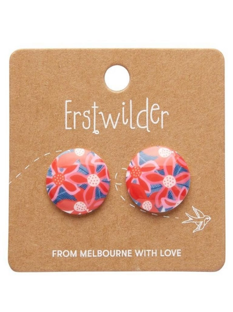 Erstwilder Christmas Bush Rounded Stud Earrings | Jewellery