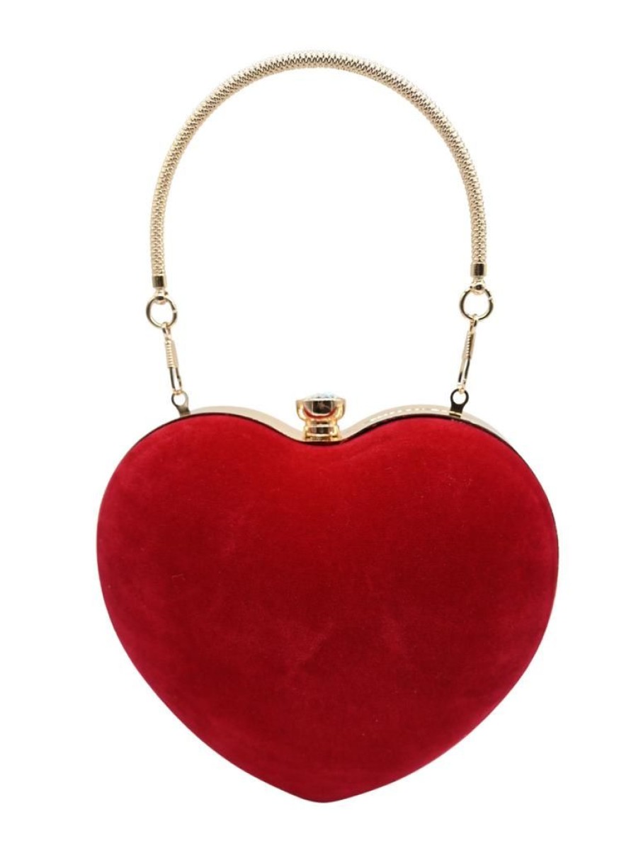 That Shop Adore Velvet Heart Bag - Red | Bags