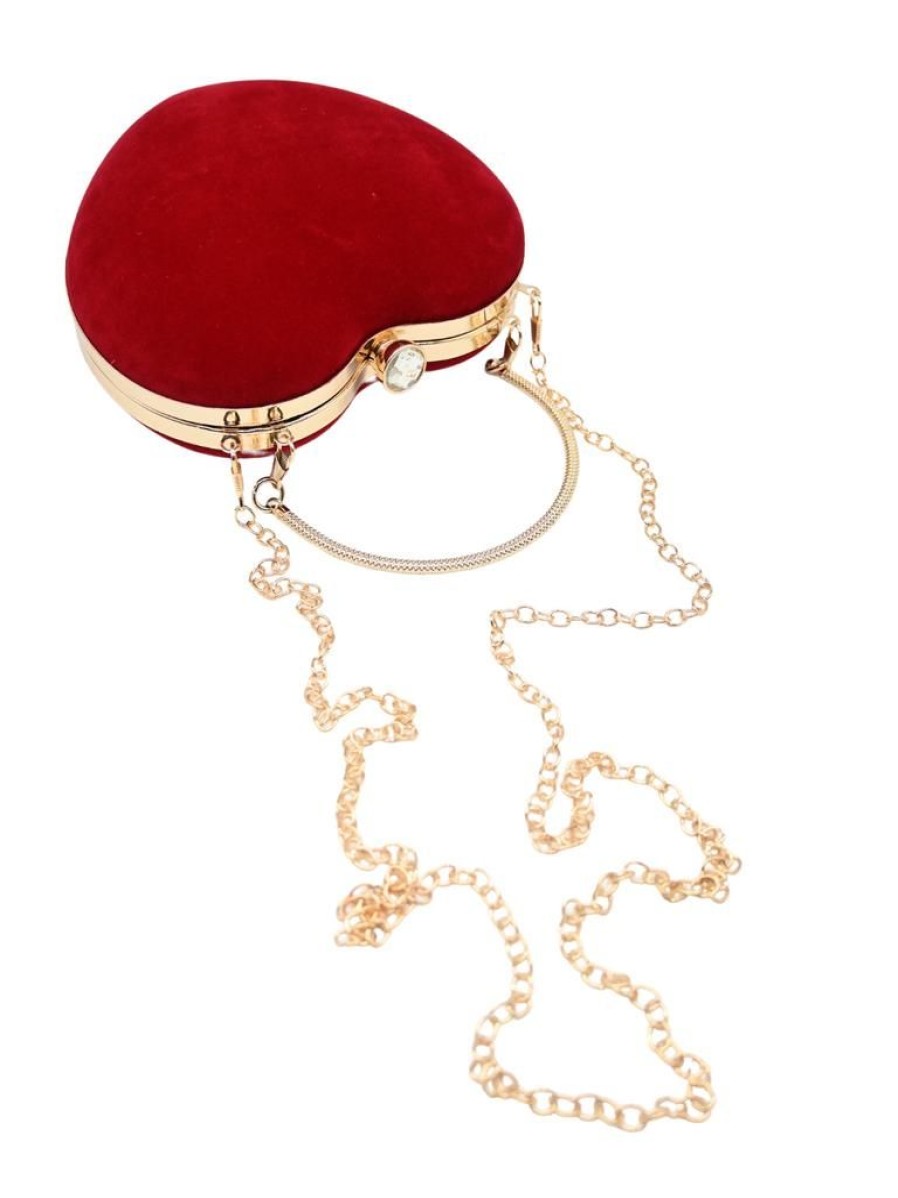 That Shop Adore Velvet Heart Bag - Red | Bags