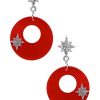 Emmi Helen Co. Silver Bauble Hoop Earrings - Red | Earrings