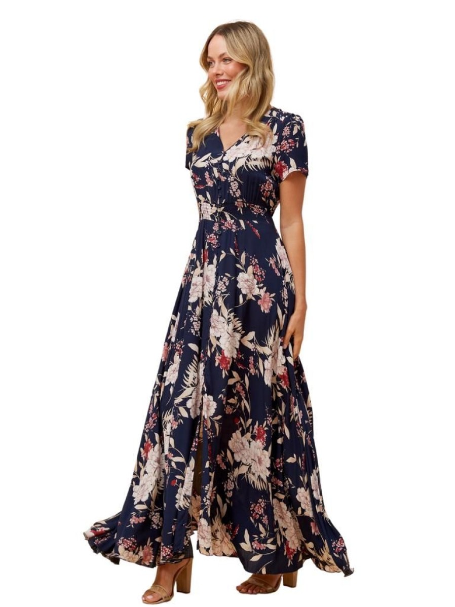 Caroline Morgan Felicity Maxi - Navy Floral | Dresses