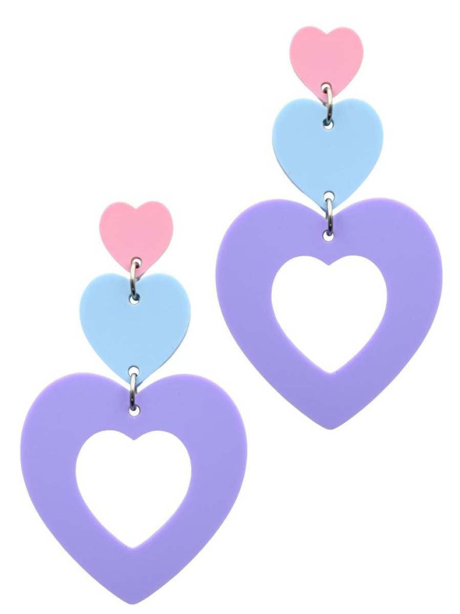 Emmi Helen Co. Triple Heart Drop Earrings - Pastels | Jewellery