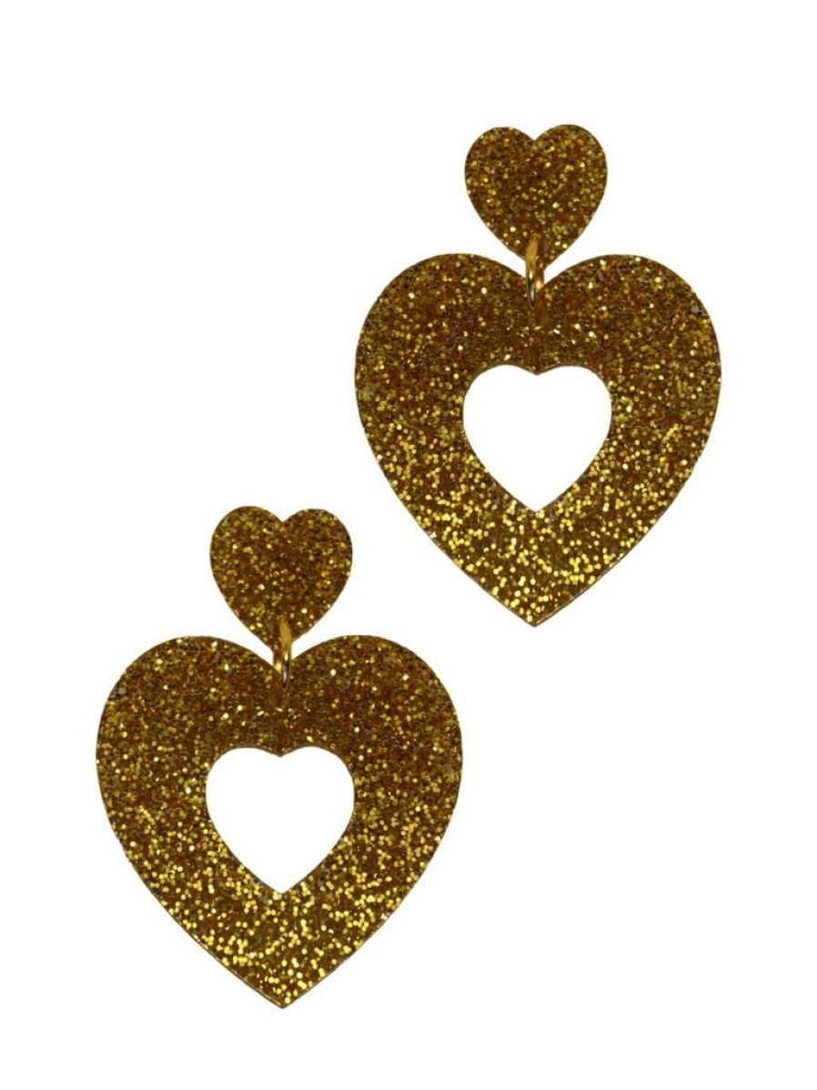 Emmi Helen Co. Sweetheart Hoop Earrings - Gold Glitter | Earrings