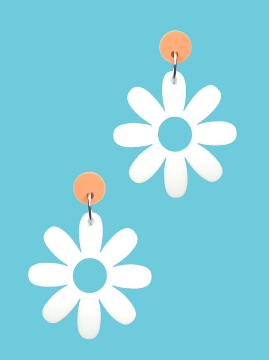 Emmi Helen Co. Daisy Drop Earrings - White | Earrings