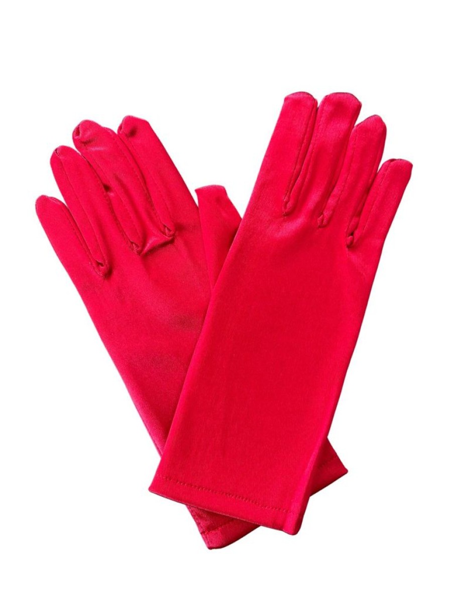 That Shop Wrist Satin Gloves - Red | Gloves