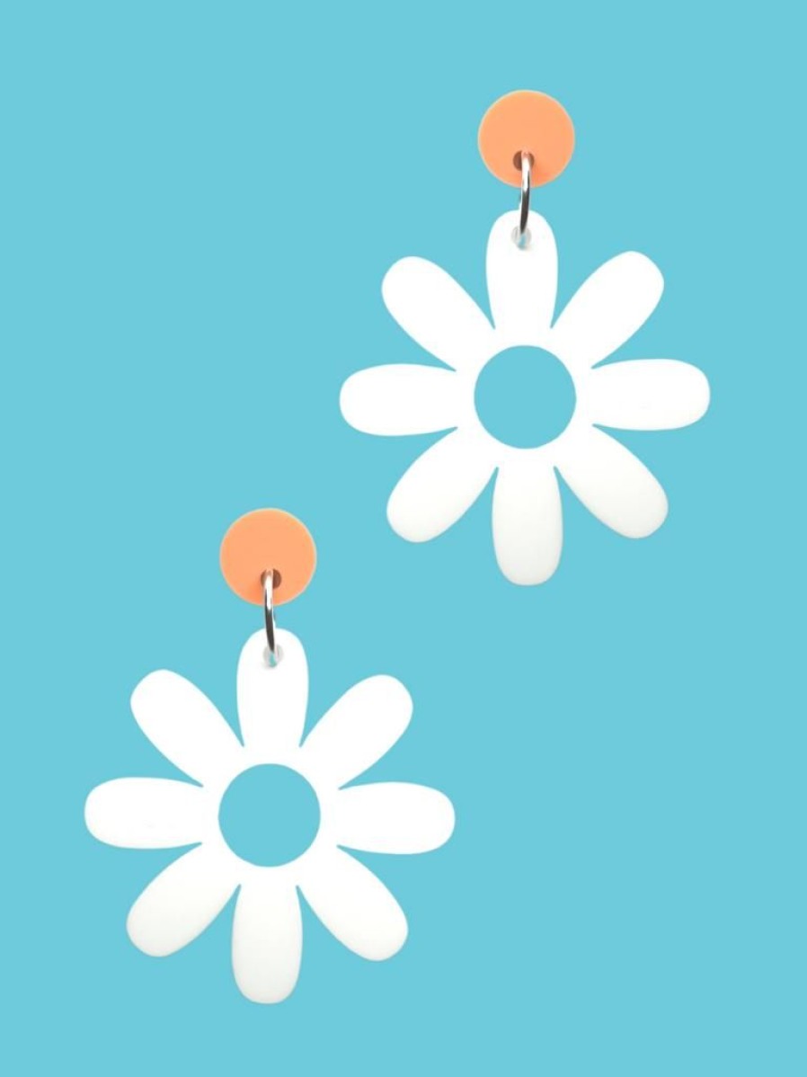 Emmi Helen Co. Daisy Drop Earrings - White | Jewellery