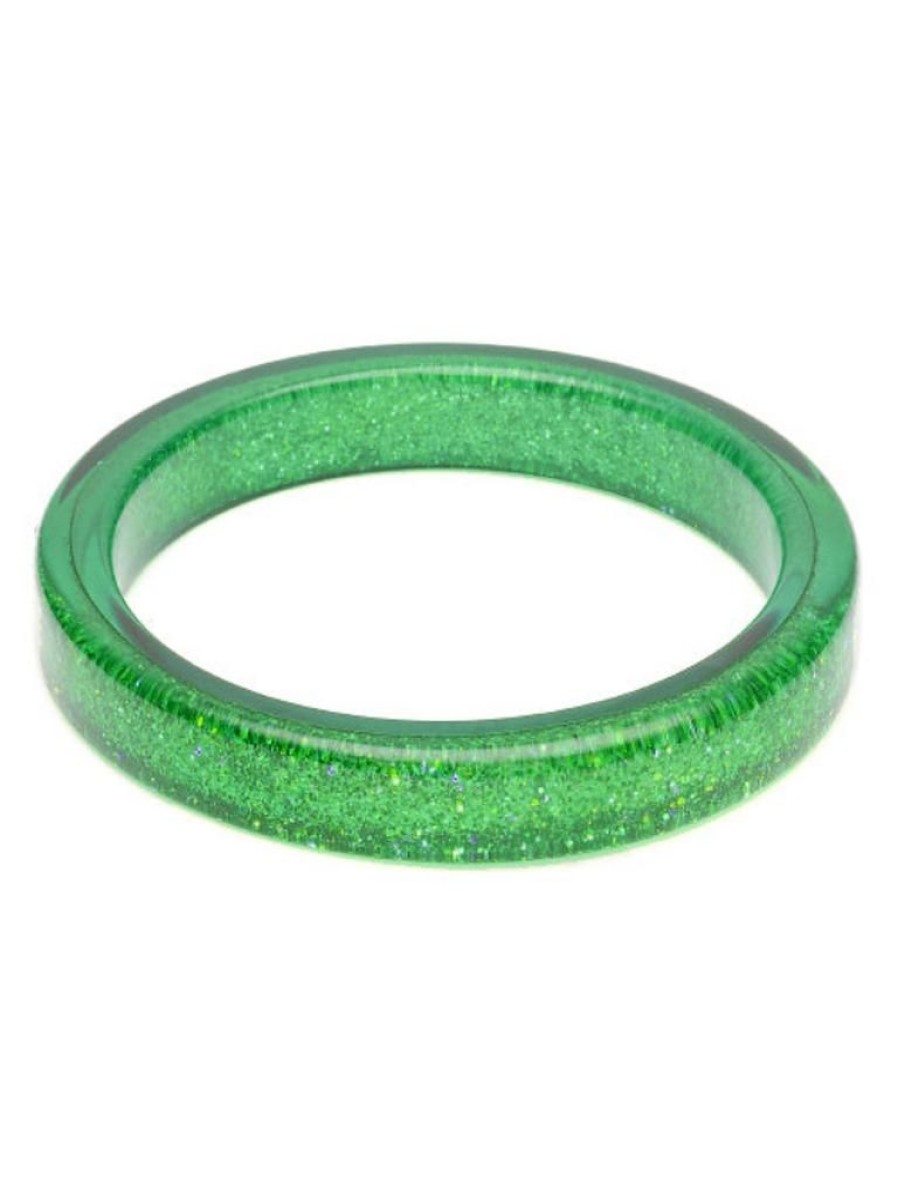 Splendette Leaf Green Glitter Bangle | Jewellery