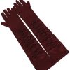 Collectif Ellie Satin Elbow Gloves - Burgundy | Gloves