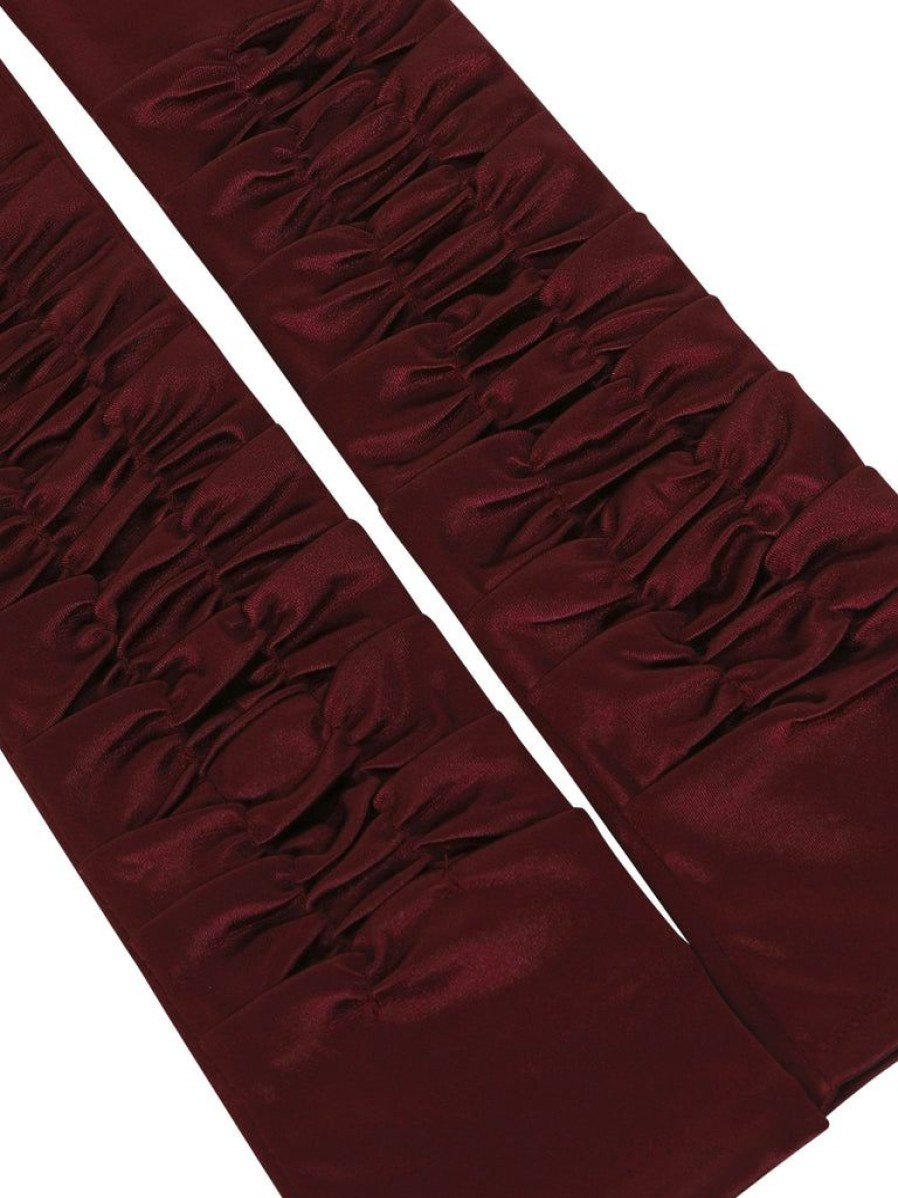 Collectif Ellie Satin Elbow Gloves - Burgundy | Gloves