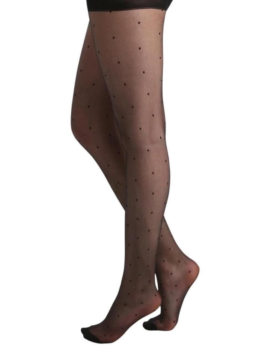 Pamela Mann Sheer Dotty Tights - Black | Hosiery