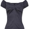 Collectif Dolores Top - Dark Navy Pindot | Tops & Blouses