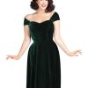 Collectif Karin Swing - Green Velvet | Dresses