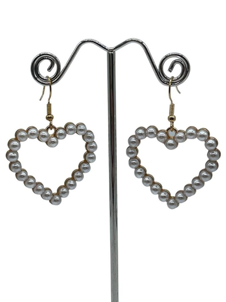 That Shop Faux Pearl Heart Drop Earrings | Jewellery