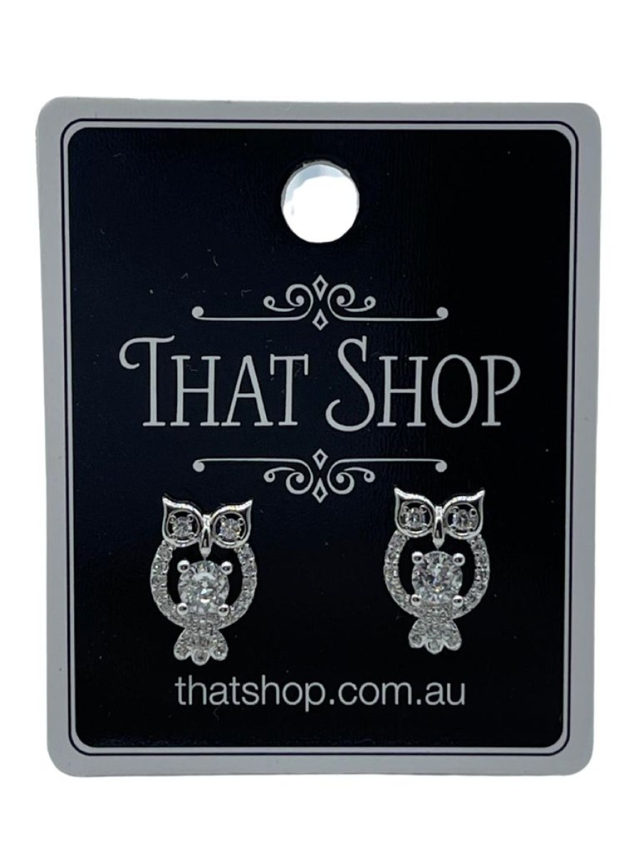 That Shop Diamante Owl Earrings | Jewellery