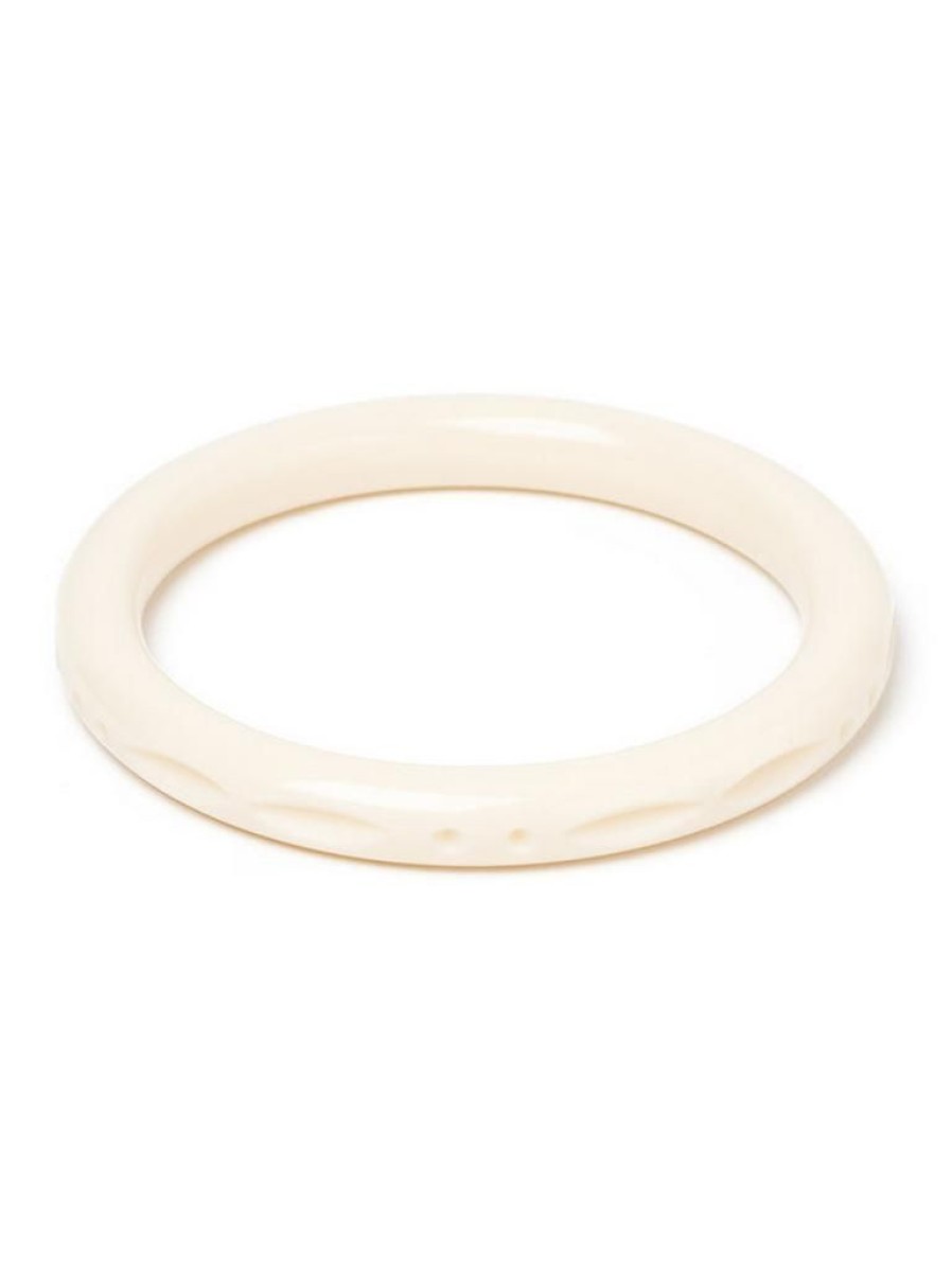 Splendette Narrow Cream Heavy Carve Bangle | Jewellery