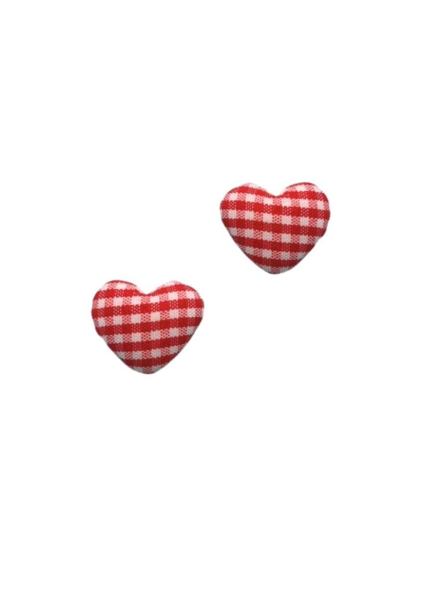 Emmi Helen Co. Gingham Heart Studs - Red | Earrings