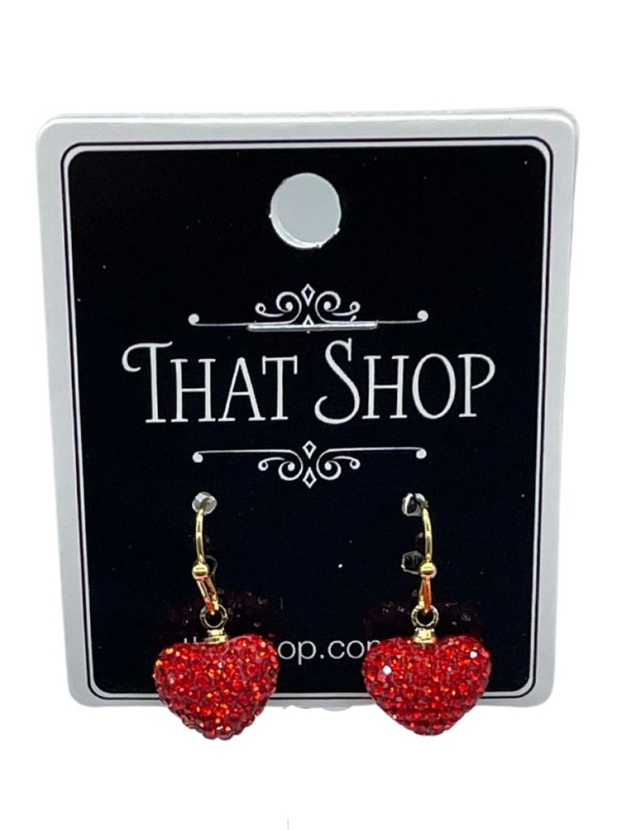 That Shop Diamante Hearts Earrings - Red | Jewellery