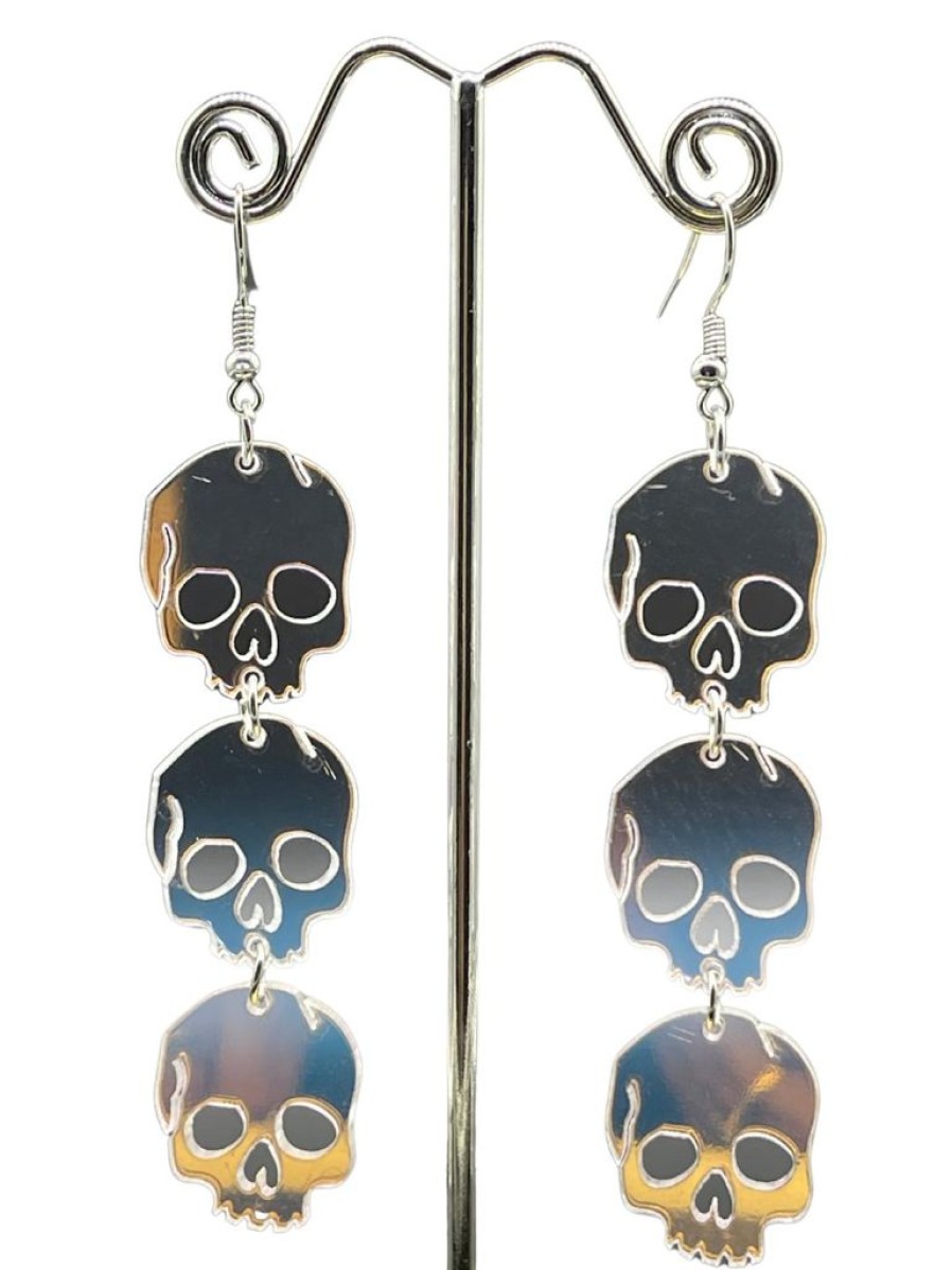 That Shop Holographic Skull Trio Drop Earrings | Jewellery