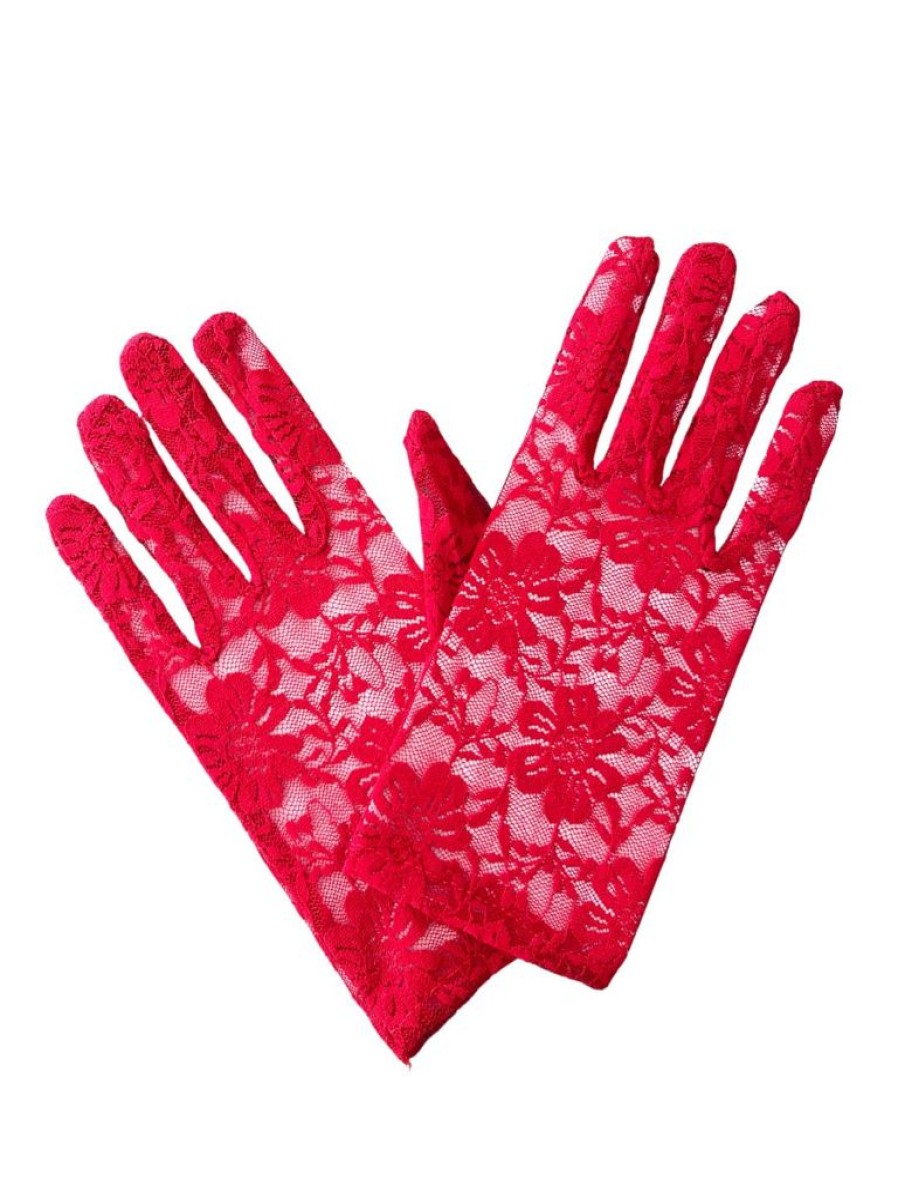 That Shop Wrist Lace Gloves - Red | Gloves