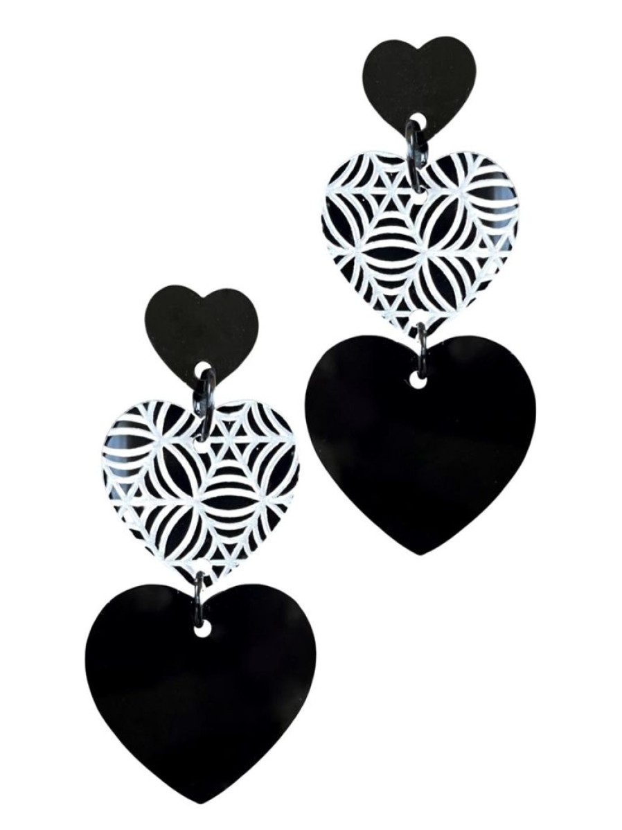 Emmi Helen Co. Triple Heart Drop Earrings - Spider Web | Earrings