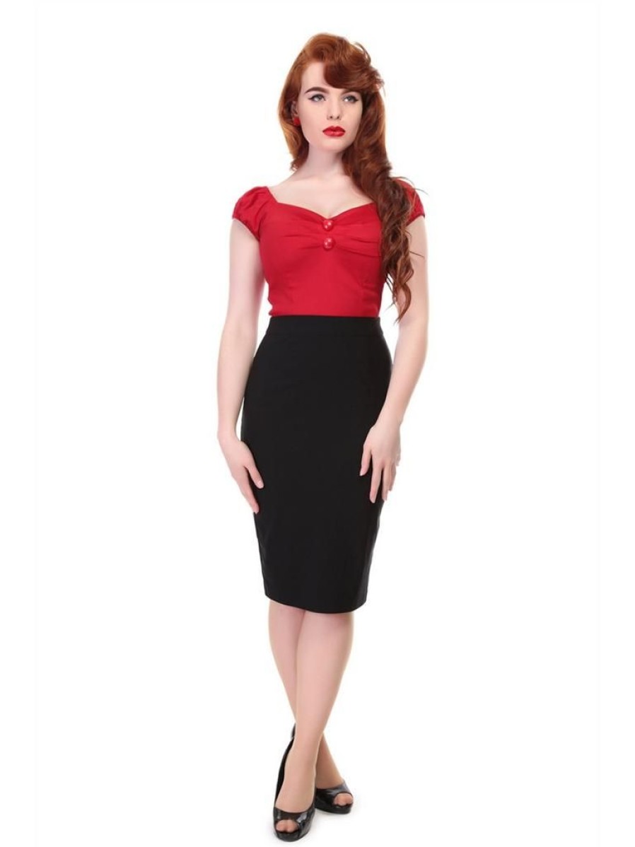 Collectif Polly Bengaline Pencil Skirt - Black | Skirts « Vintagtiskirt